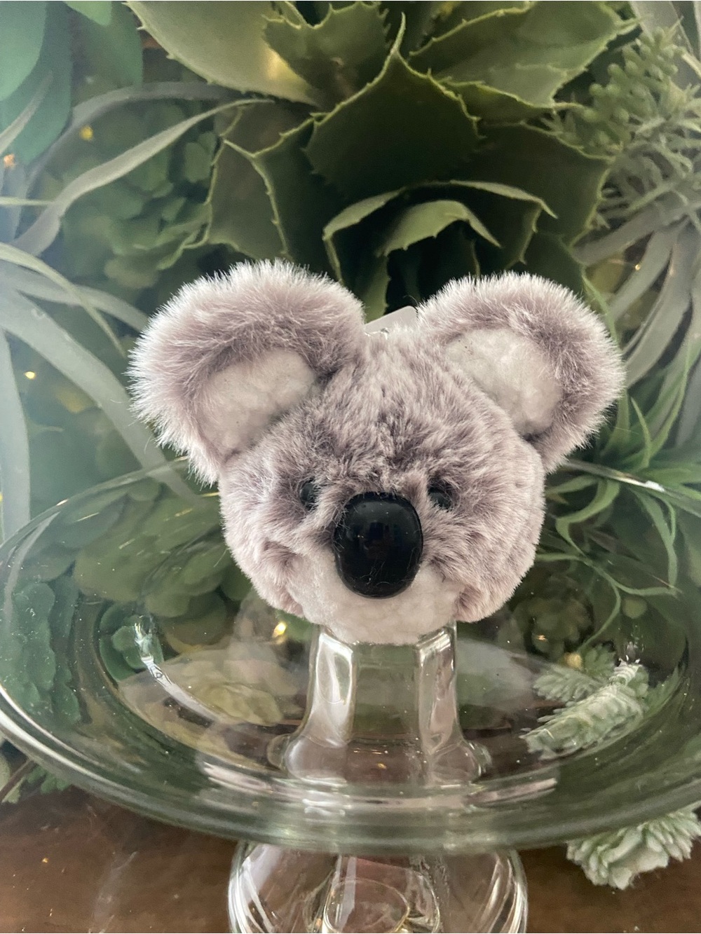 Plush Koala Pom Hand Sanitizer holder - Gray